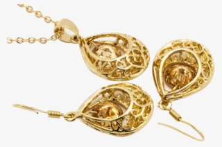 18k Gold Plated Jewellery Set Golden - Locket #8542287