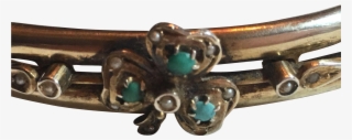 Antique Victorian Gilded 835 Silver Turquoise & Seed - Bracelet #8542786