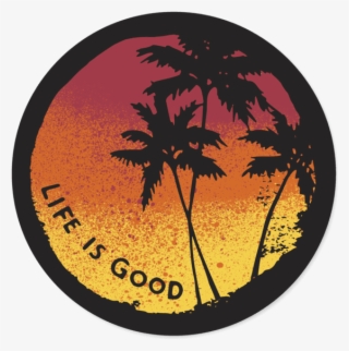 Sunset Palms Circle Sticker - Palm Tree Sticker Circle #8543565