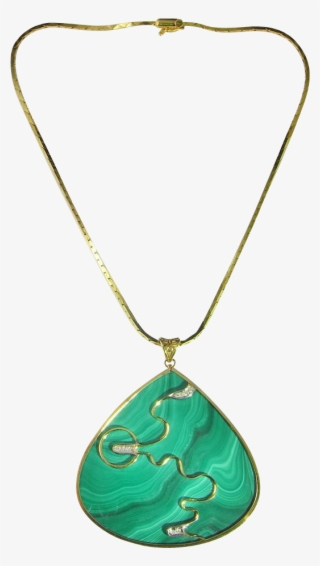 Graphic Library Library Malachite Diamond Pendant Kgold - Necklace #8543791