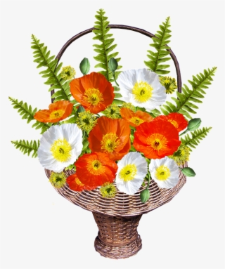 Basket, Poppies, Iceland, Ferns - Bouquet #8544211