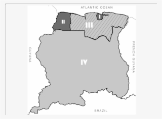 Map Of Suriname Divided In The Urban , Rural Coastal - Illustration #8549283