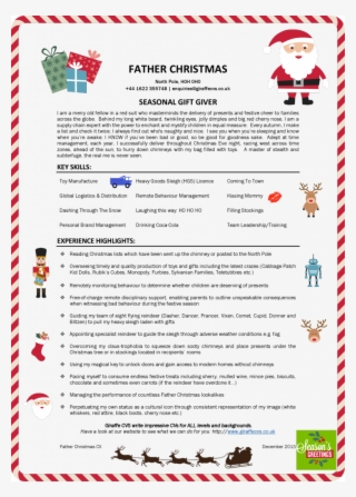 Cvfatherchristmas Final Png - Santa Claus Resume #8555193