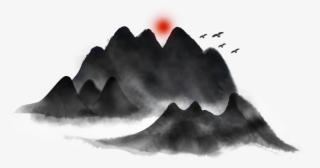 Chinese Style Ink Mountain Bird Landscape Painting - Landscape Painting #8561379