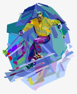 Vector Illustration Of Downhill Alpine Skiing Slalom - Illustration #8562029