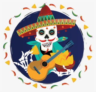 Fish Taco Clipart Guitar - Taco Sugar Skull With Sombrero #8565231
