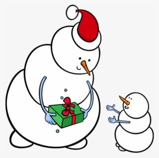 Snowman Giving Little Giftpng Dixie Allan Clipart - Snowman Gift Png #8572636