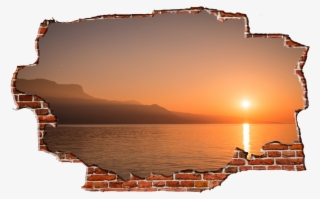 Zapwalls Decals Bright Orange Sunset Coast Breaking - Transparent Wall Break Png #8572768