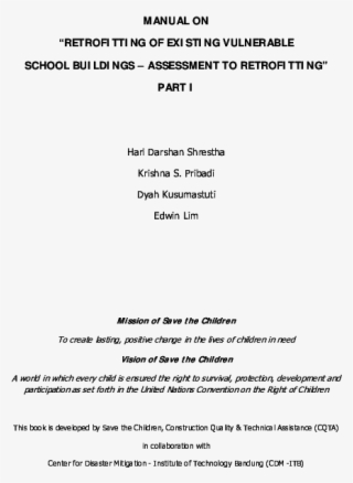 Manual On "retrofitting Of Existing Vulnerable School - Frontespizio Tesi Ferrara Università #8573089