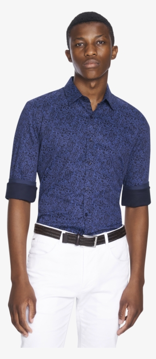 Midnight Blue Elvis Paisley Slim Fit Shirt - Gentleman #8583076