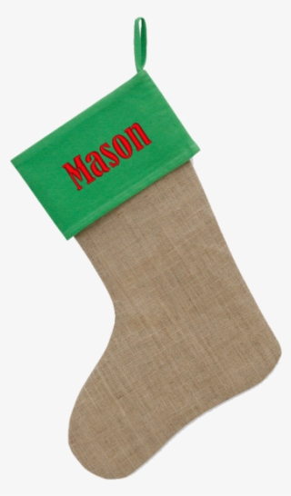 Personalized Red & Burlap Jute Christmas Stocking - Christmas Stocking #8583999