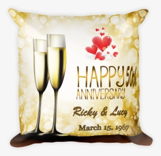 Champagne Toast Personalized Anniversary Pillow - Happy Anniversary With Wine #8587020