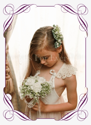 Andrea White Flower Girl Posy Flowers For Ever After - Bridesmaid Peony And Roses Bouquets #8587658