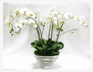 - Resin Round Container Silver Leaf - Artificial Flower #8589390