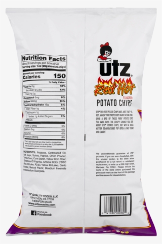 Utz Potato Chips, Red Hot - Hot Utz Potato Chips Nutrition Facts #8591587