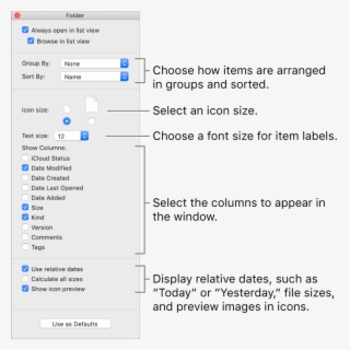 List View Options - Macos High Sierra Default View Options #8593388