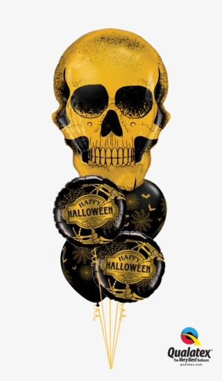 Old "skull" Halloween Party Balloon Bouquet - Golden Skull #8594452