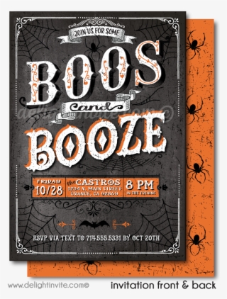 Boos And Booze Cocktail Halloween Invitations - Adult Halloween Party Invitations #8594702
