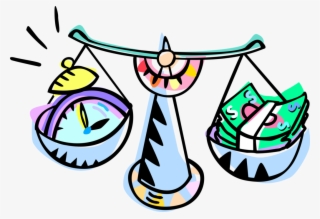 Vector Illustration Of Balance Scales Balancing Time #8594905