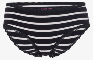 Stripe Lace Hipster In Black And Cream - Panties #8595366