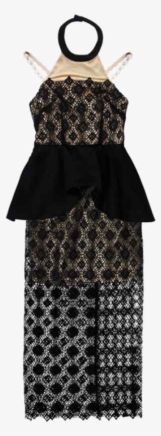 Black Lace Flower Jewelry Strap Dress - Day Dress #8595679