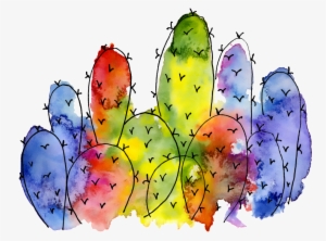 Colorful Cactus Watercolor Hand Painted Transparent - Watercolour Cactus Cartoon #860373