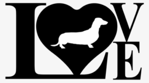 Dog Love Dachshund Wiener Decal Sticker - Black And White Dachshund Dog Vector #860736