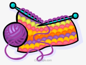 Wool, Knitting Royalty Free Vector Clip Art Illustration - Knitting And Crochet Clipart #863137