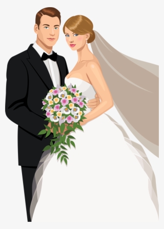 Wedding Gown Png - Bride And Groom Vector Png #865618