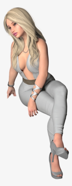 Woman, Sitting, Thinking, Silver, Beauty, Png - Girl Sitting Png #867844