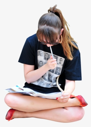 Girl Sitting On Ground, Reading And Writing People - People Reading For Photoshop #867873