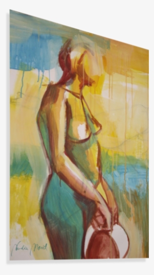 Nude With A Hat Canvas Print - Watercolor Paint #868048