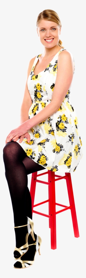 Happy Girl Free Commercial Use Png Image - Woman Sitting On Stool #868303