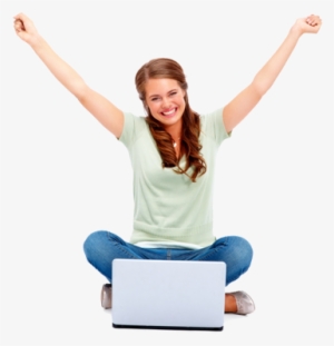 Share This Article - Girl Happy Using Laptop Png #868384