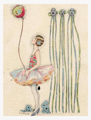 Art Deco Happy Birthday Balloon Girl In Tutu Artist - Artist Signed Postcards #868403 Art Deco Happy Birthday Balloon Girl In Tutu Artist - Artist Signed Postcards #868403