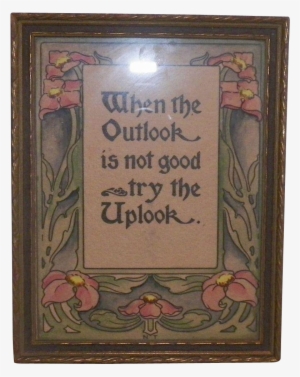 Art Nouveau Original Watercolor Motto Signed - Picture Frame #868477