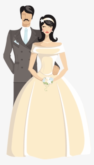 Pretty Cartoon Mulatto Bride And Groom - Bride And Groom Toon Png #869117