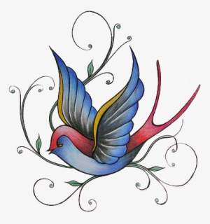 Colored Sparrow Tattoo Design - Colorful Sparrow Tattoo Designs #869638