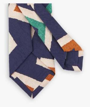 Drakes Navy Art Deco Block Print Silk And Cotton Tie - Silk #869882