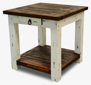 Cottage Rustic Square End Table Distressed White - End Table #8601459