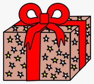 Gift, Tan Wrapping Paper, Red Ribbon, Stars, Png #8602128