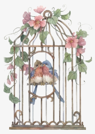 Vintage Sticker - Birdcage Painting #8605235