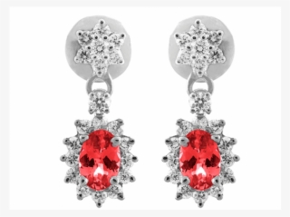 Burmese Ruby And Diamond Earring Set In 18k White Gold - Earrings #8606742