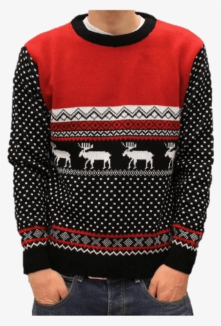 Jersey Navideño Hombre Renos Rojo Y Negro Para Navidad - Świąteczne Swetry Dla Par #8607567