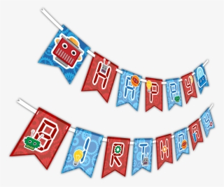 Robot "happy Birthday" Party Banner #8610357