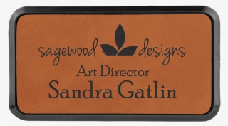 Rawhide Leatherette Round Corner Name Badge With Plastic - Heart Yoga #8613110