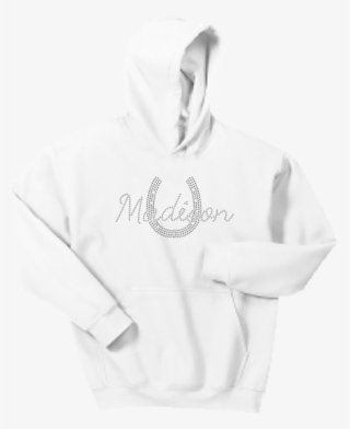 Madison Rhinestone White Hoodie - White Flat Hoodie Gildan #8615045