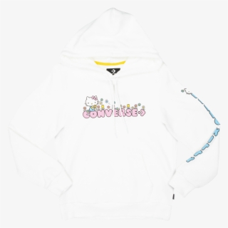 Converse X Hello Kitty Women Flower Po Hoodie White - Hoodie #8615561
