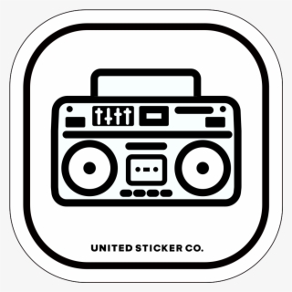 Boom Box Radio Icon Badge Sticker - Line Art #8616309