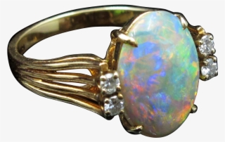 Superb 3ct Opal Ring In 14k Gold With Outstanding Fire - Engagement Ring #8616466